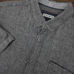 32 Bar Blues Men's Short Sleeve Button Down Shirt‎ Gray Linen Blend  Sz XXL